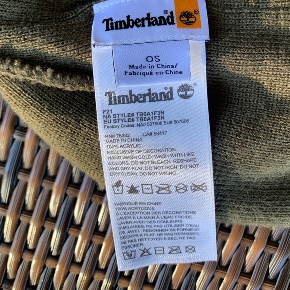 Timberland Recycled Tonal 3D Olive Green Beanie Winter Hat - Picture 3 of 7